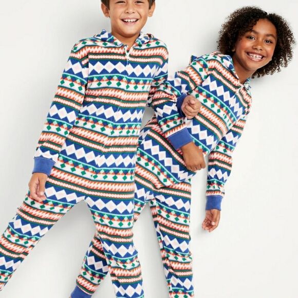 Old Navy Gender Neutral One Piece Hooded Micro Fleece Family Matching Pajamas MD - Picture 1 of 15